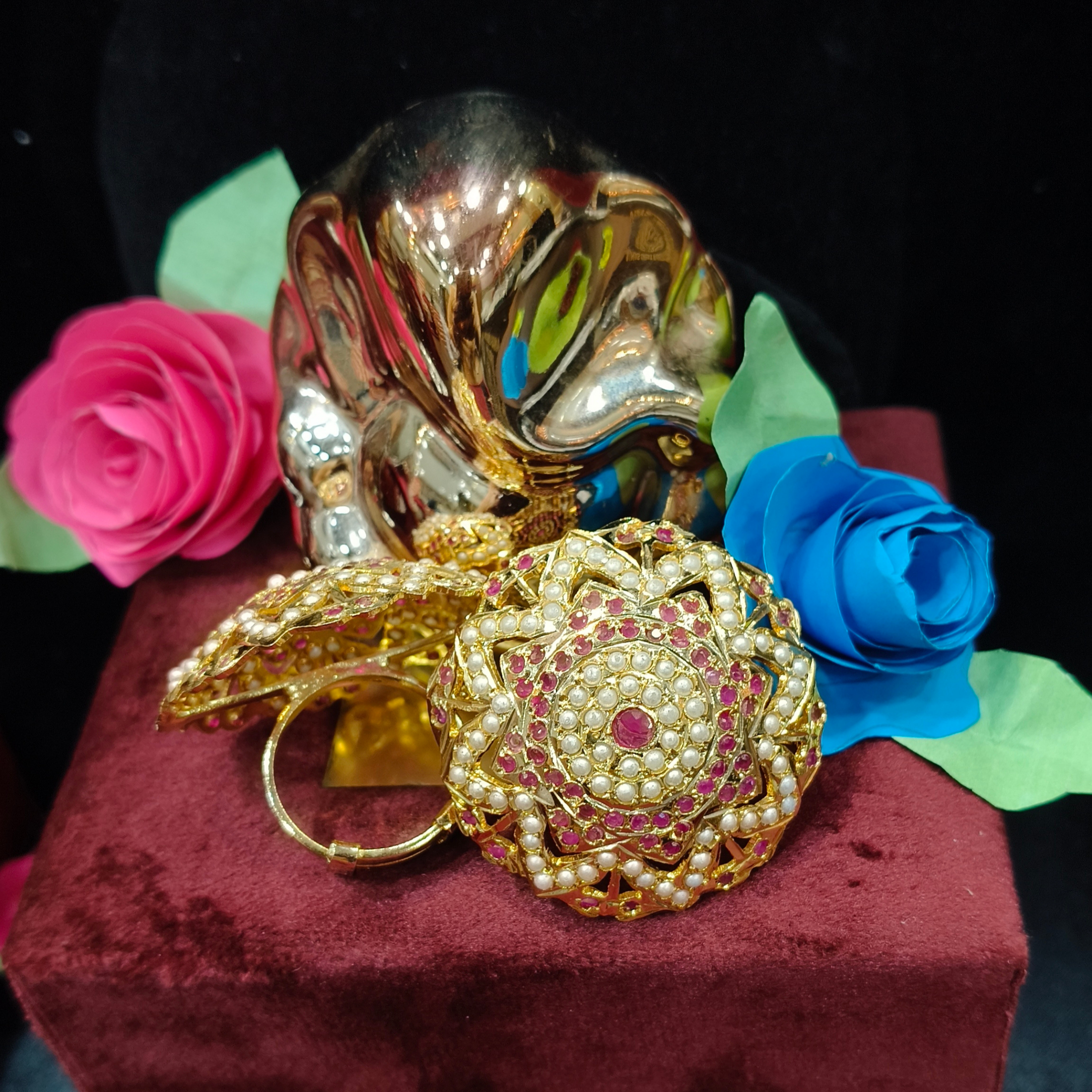 Lotus Pearl Jadau Ring