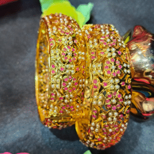Rosy Bloom Jadau Bangles