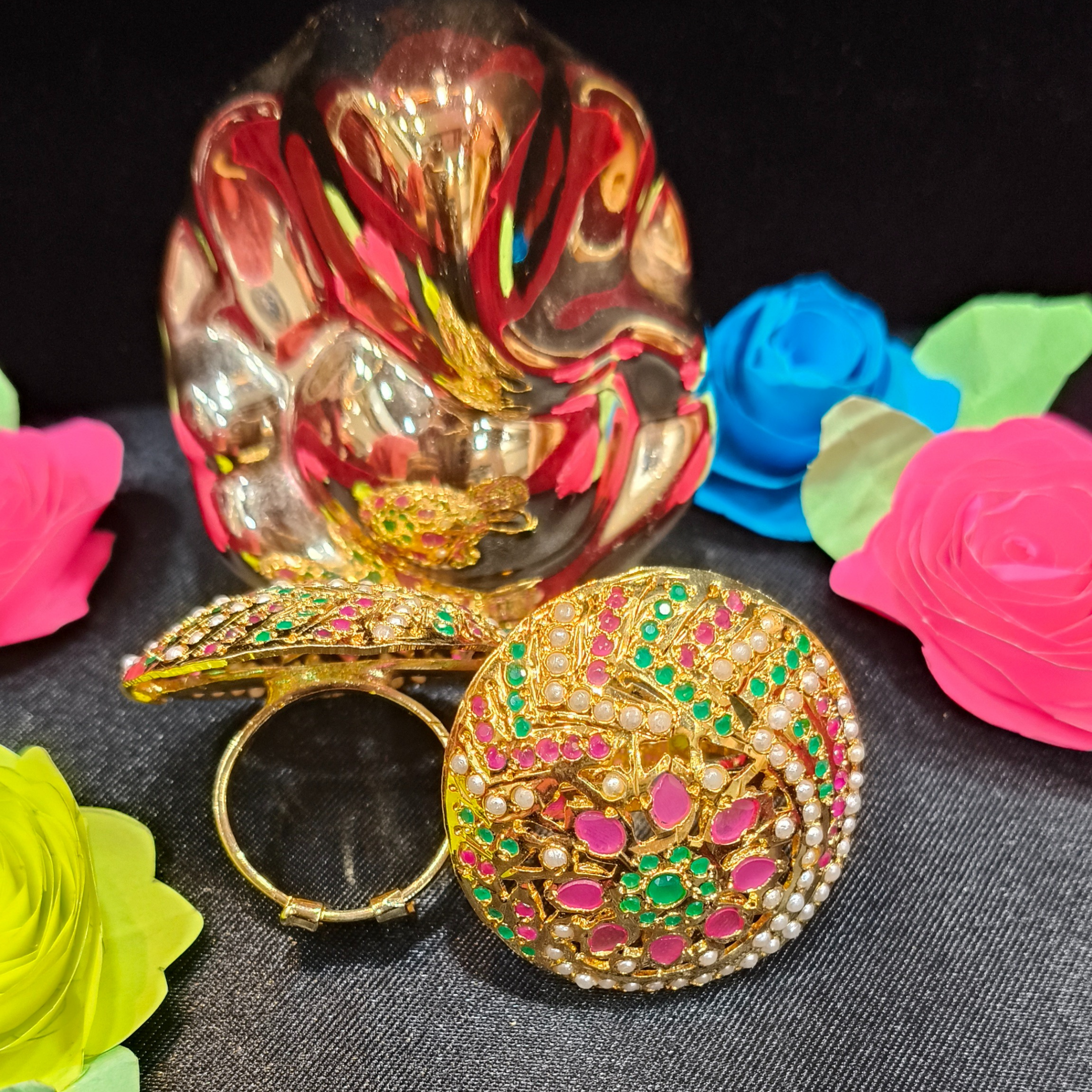 Meenakari Flora Jadau Heritage Ring