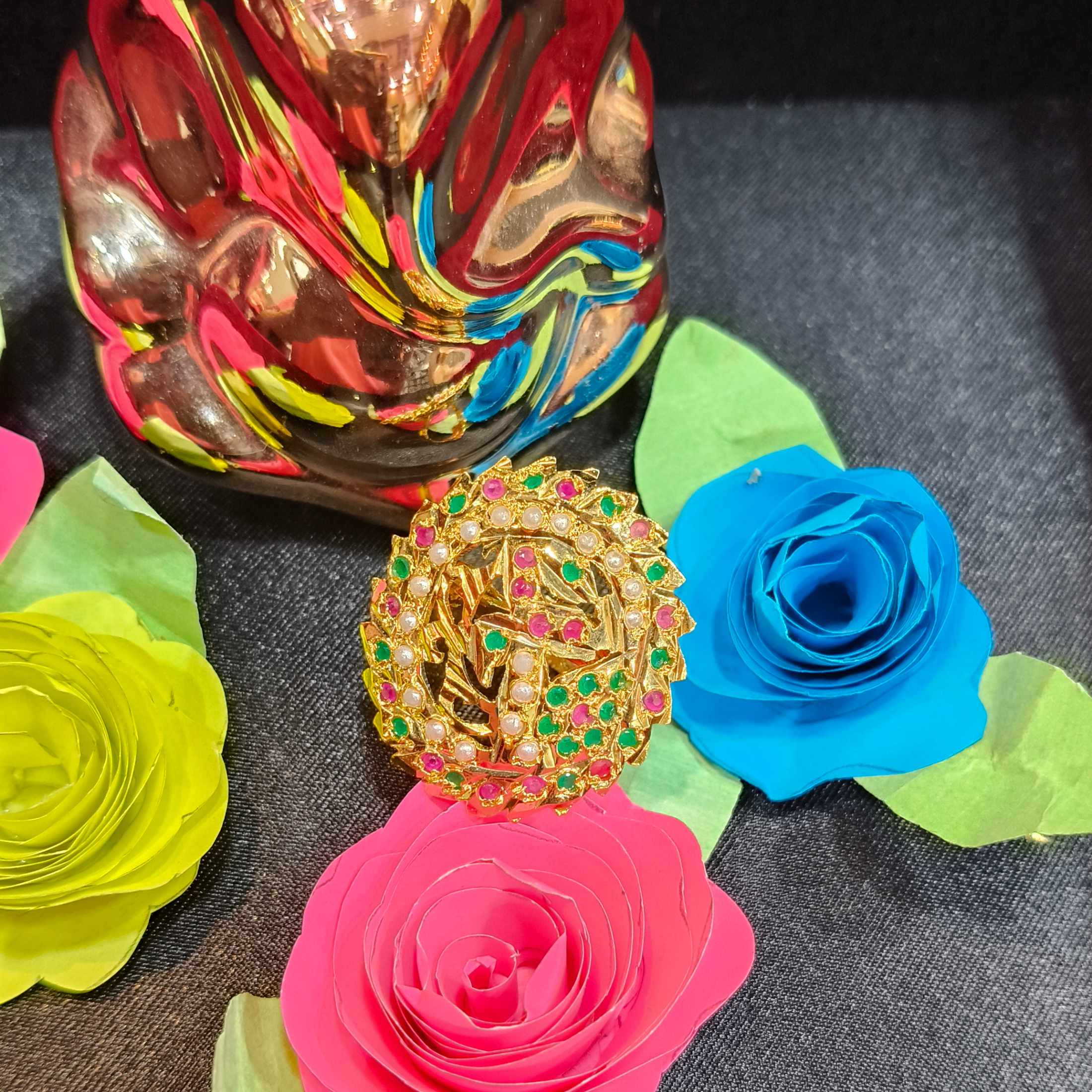 Meenakari Flora Jadau Heritage Ring - Image 2