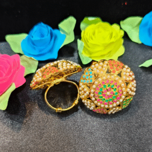 Peacock Bloom Meenakari Ring