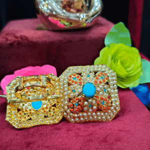 Turquoise Blossom Meenakari Ring