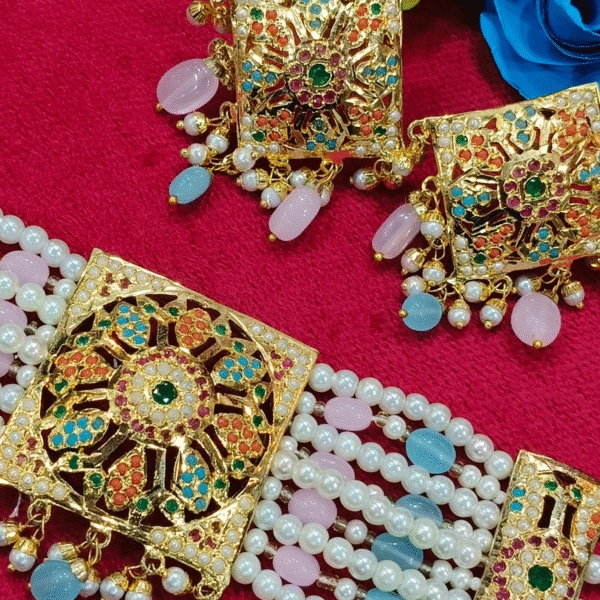 Noor Pearl-Jadau Choker Set - Image 2