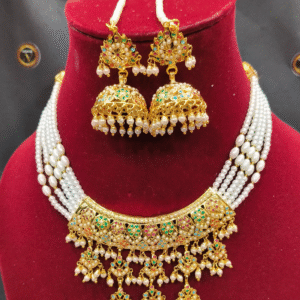 Mehzabeen Jadau Pearl Necklace Set